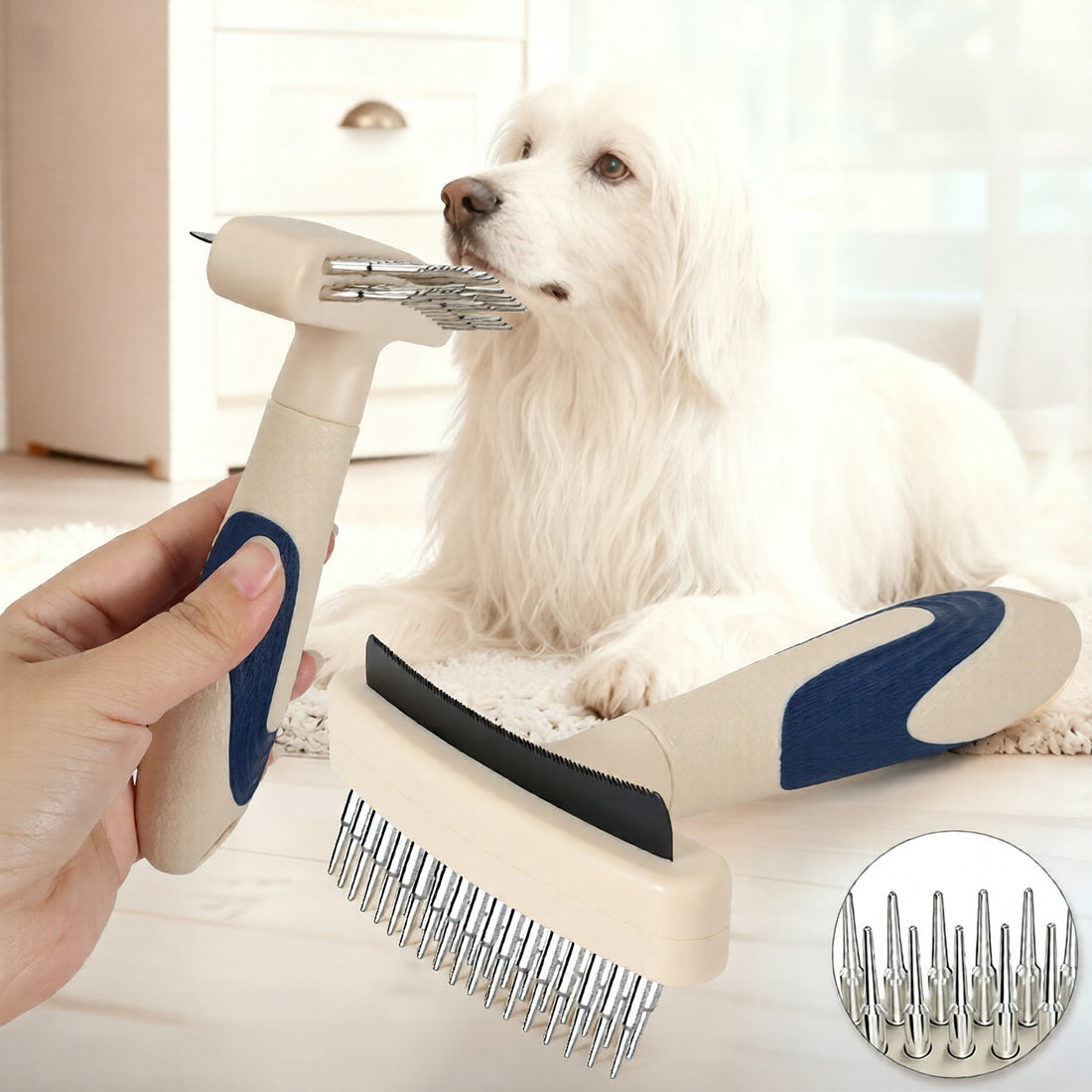 Pet Grooming Brush for Fur Detangling and Hair Removal