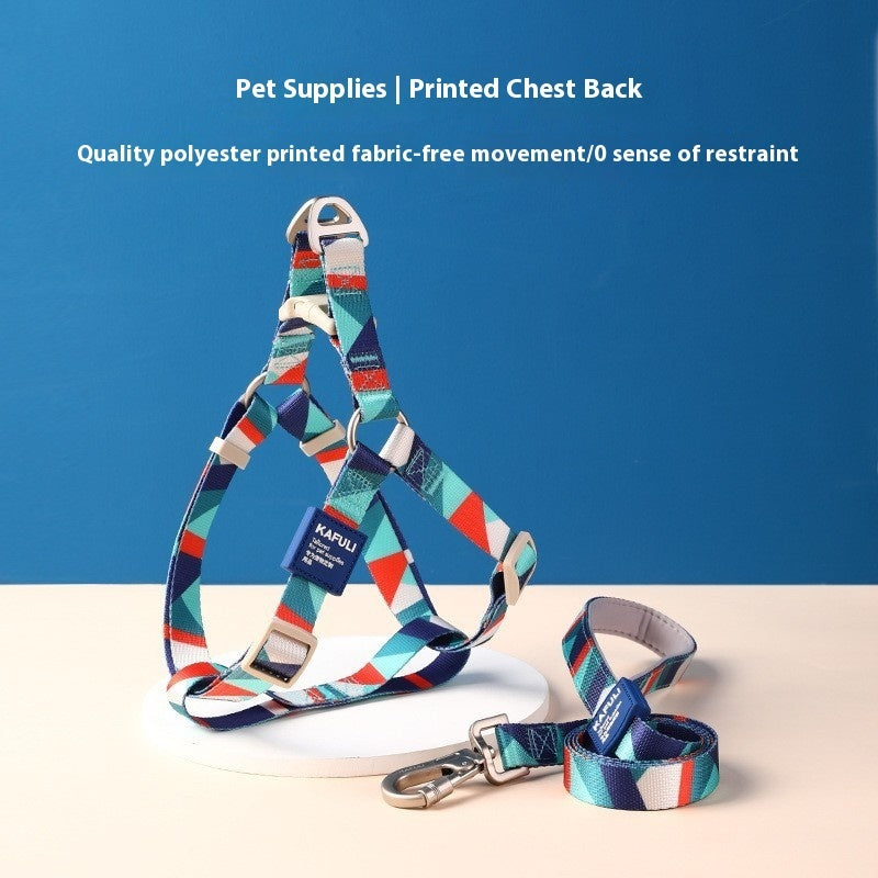 Pet Vest with Printed Design and Haulage Rope Set
