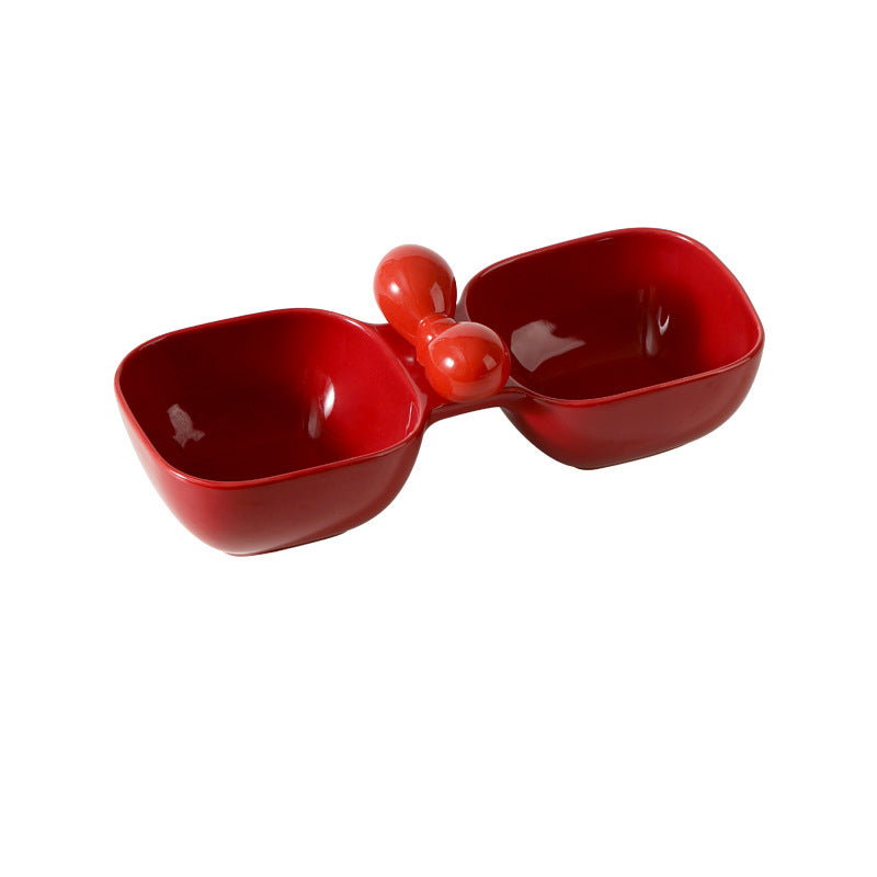 Ceramic Dual Pet Feeding and Drinking Bowl Set