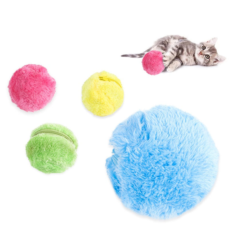 Automatic Rolling Plush Interactive Pet Chew Toy Ball