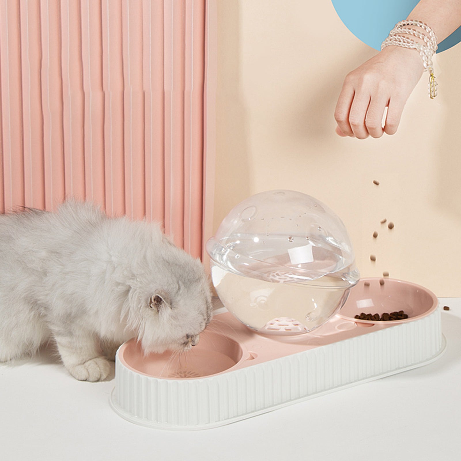 Plastic Automatic Pet Feeder and Water Bowl for Pets
