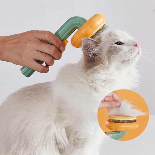 Pet Pumpkin Self-Cleaning Slicker Brush for Grooming and Fur Removal