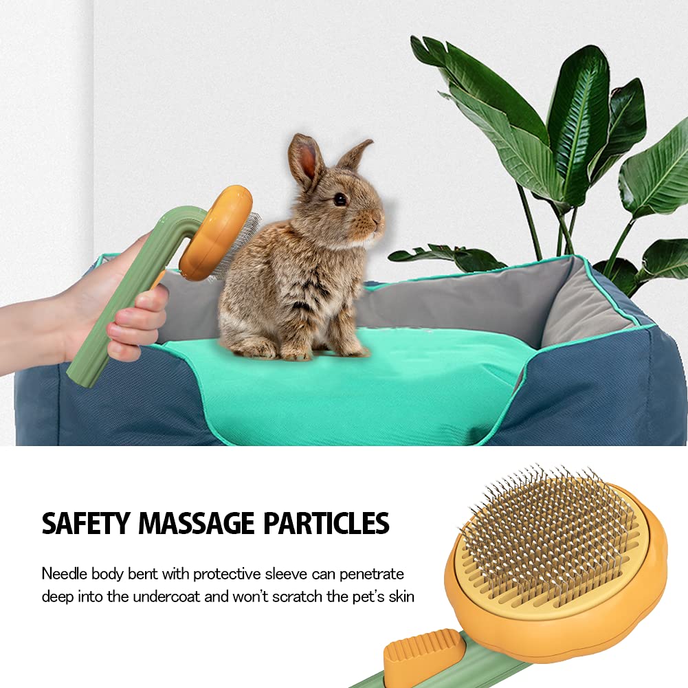 Pet Pumpkin Self-Cleaning Slicker Brush for Grooming and Fur Removal