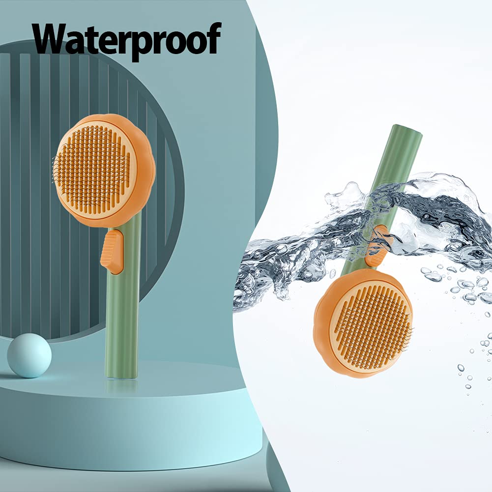 Pet Pumpkin Self-Cleaning Slicker Brush for Grooming and Fur Removal