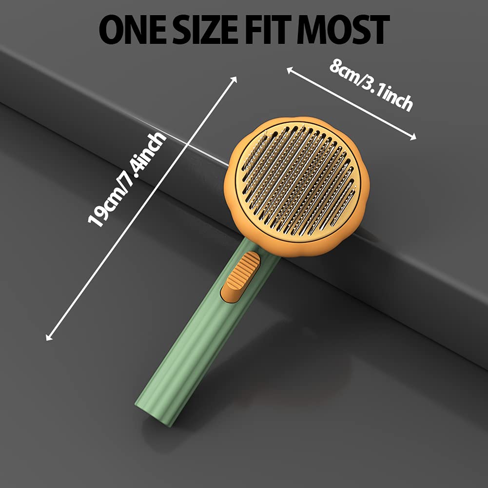 Pet Pumpkin Self-Cleaning Slicker Brush for Grooming and Fur Removal