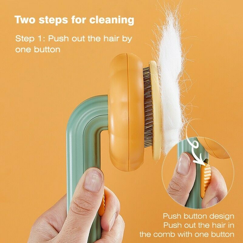 Pet Pumpkin Self-Cleaning Slicker Brush for Grooming and Fur Removal