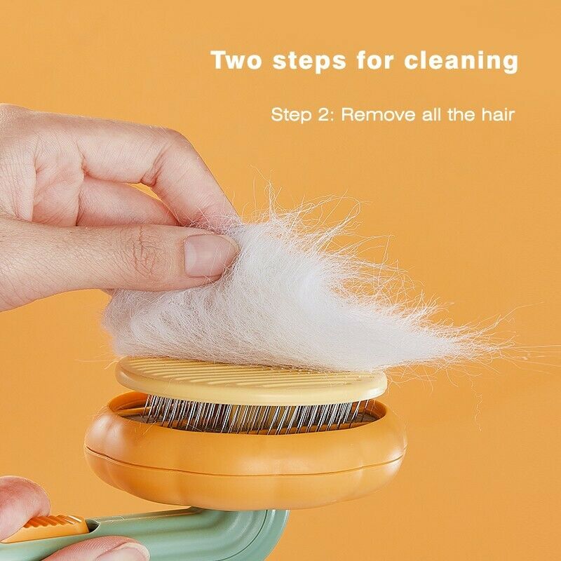 Pet Pumpkin Self-Cleaning Slicker Brush for Grooming and Fur Removal