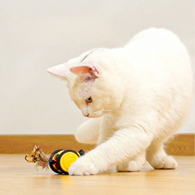 Electric Interactive Pet Toy Bee-Shaped Moving Feather Teaser