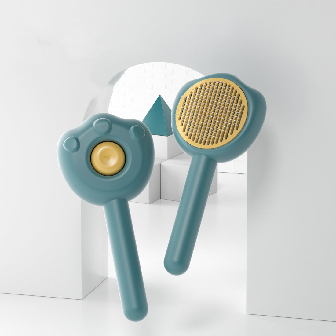 Pet Grooming Comb with Self-Cleaning Needle and Handle