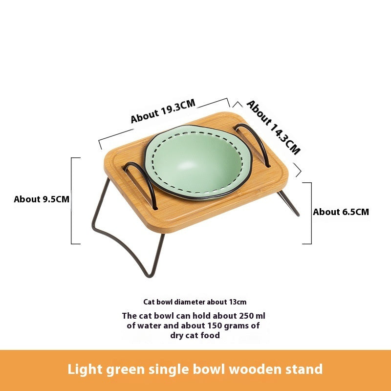Multi-Functional Wooden Pet Bowl Rack Anti-Tumble Design