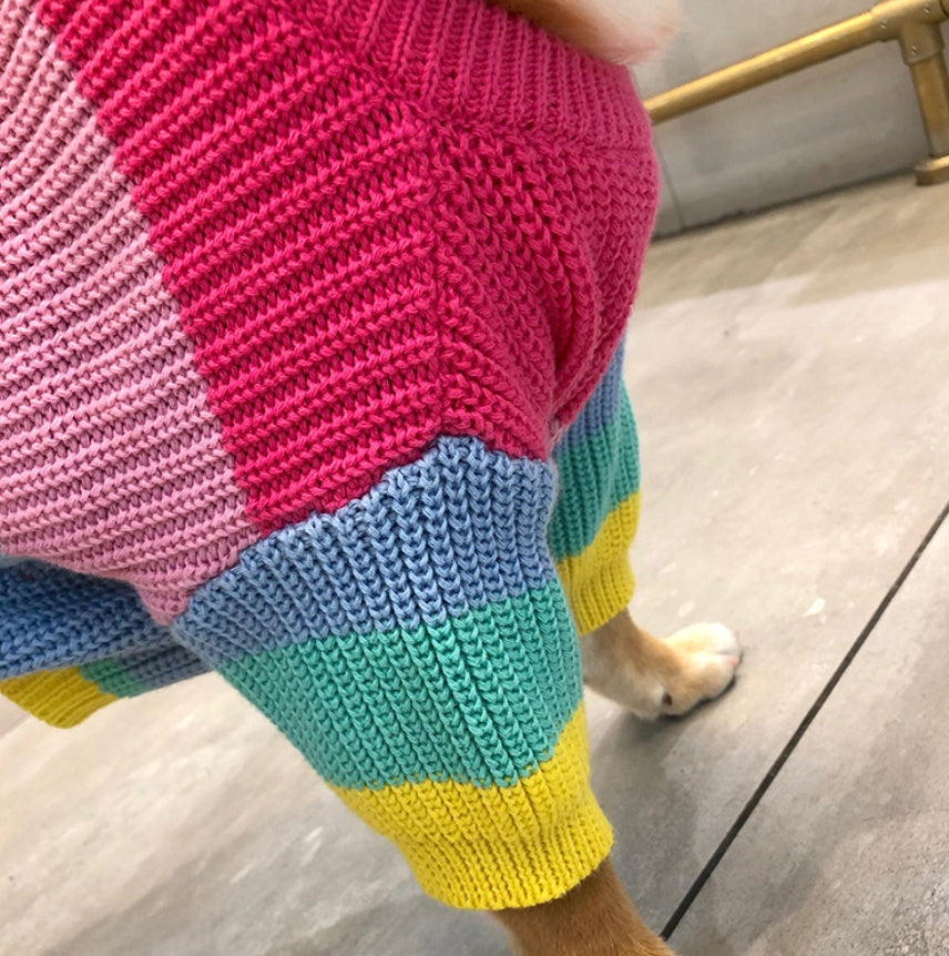 Rainbow Sweater for Small Pets, Puppy Clothes