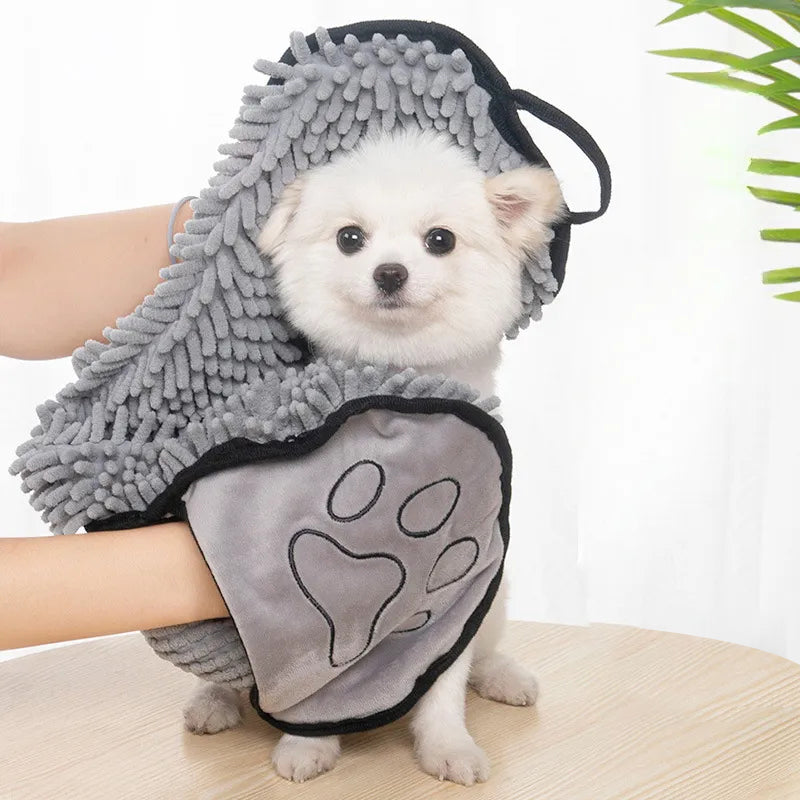 Absorbent Microfiber Pet Towel with Hand Pockets for Quick Drying