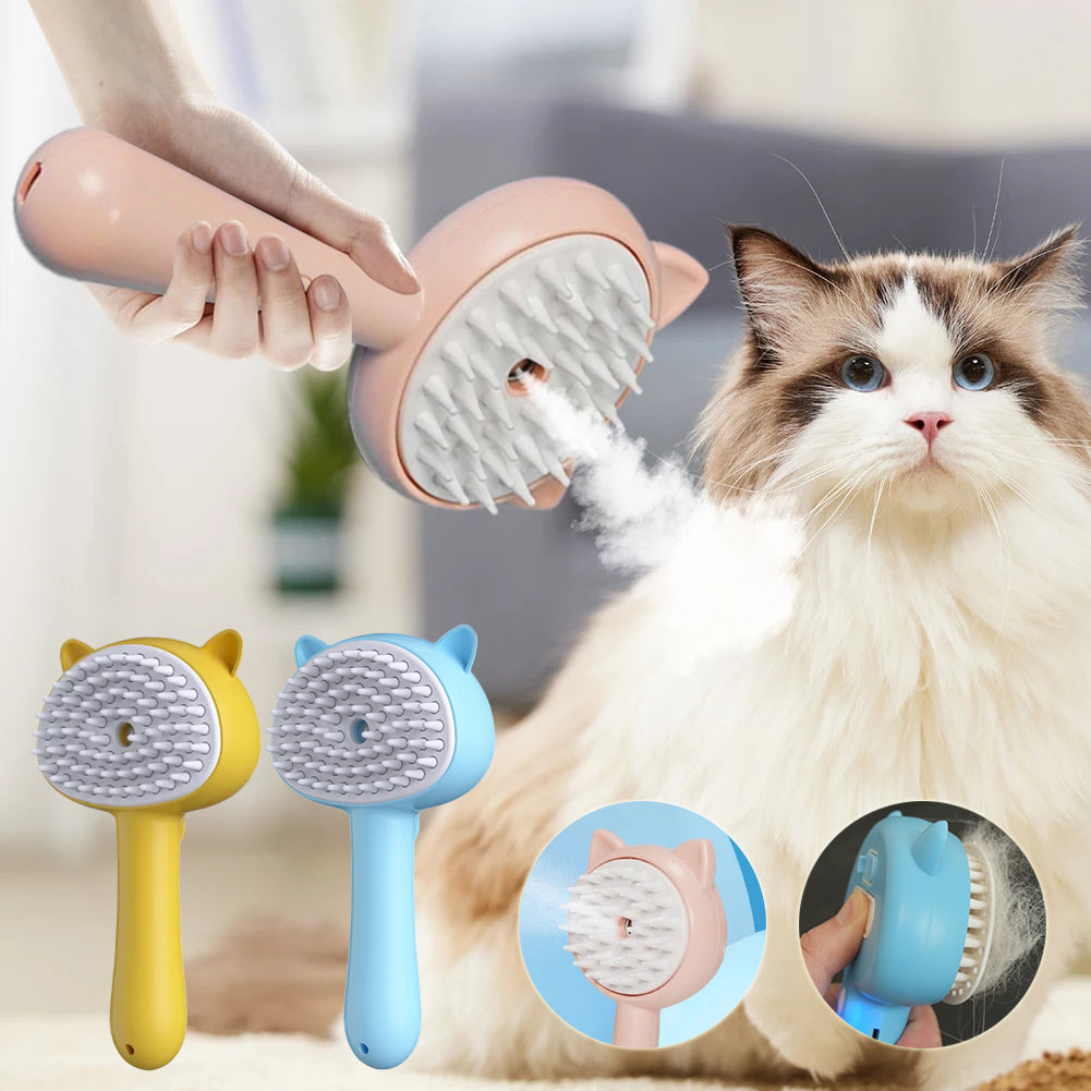 Hair Cleaning Brush with Mist, Self-Cleaning Slicker Grooming Brush for Pets