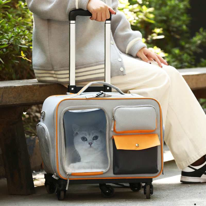 Pet Trolley Backpack for Travel with Anti-Stress Design