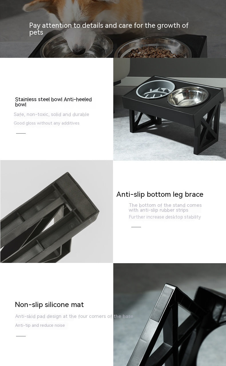 Adjustable Elevated Stainless Steel Pet Slow Feeding Bowl