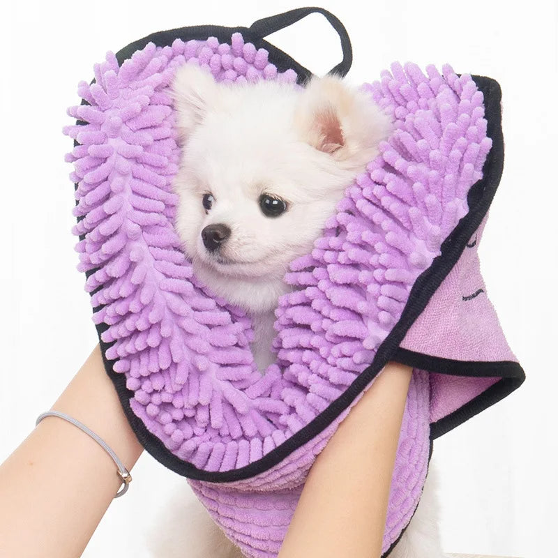 Absorbent Microfiber Pet Towel with Hand Pockets for Quick Drying