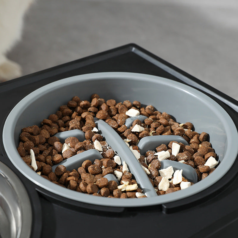 Adjustable Elevated Stainless Steel Pet Slow Feeding Bowl