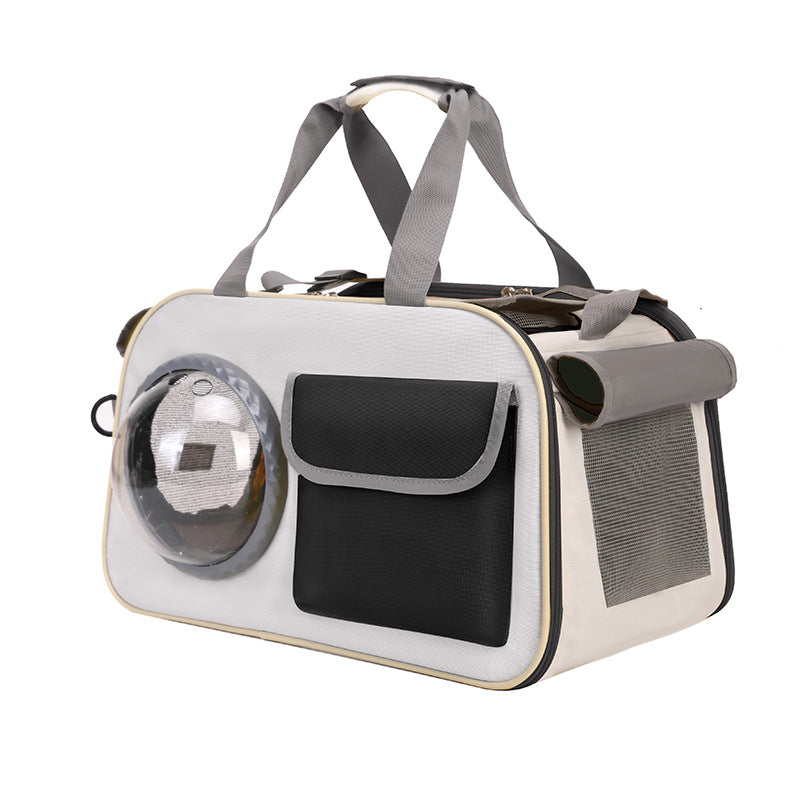 Outdoor Portable Pet Backpack with Space Capsule Design and Crossbody Strap