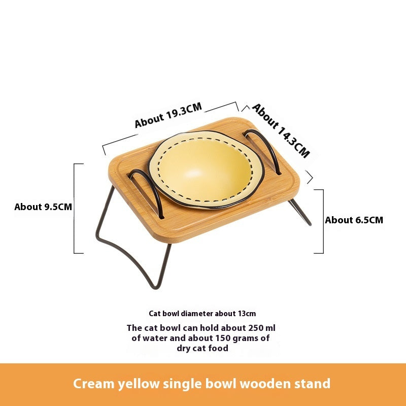 Multi-Functional Wooden Pet Bowl Rack Anti-Tumble Design