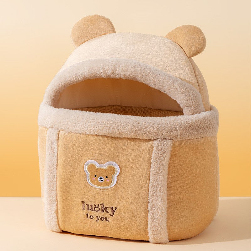 Animal-Shaped Pet Diaper Backpack with Off-Shoulder Design