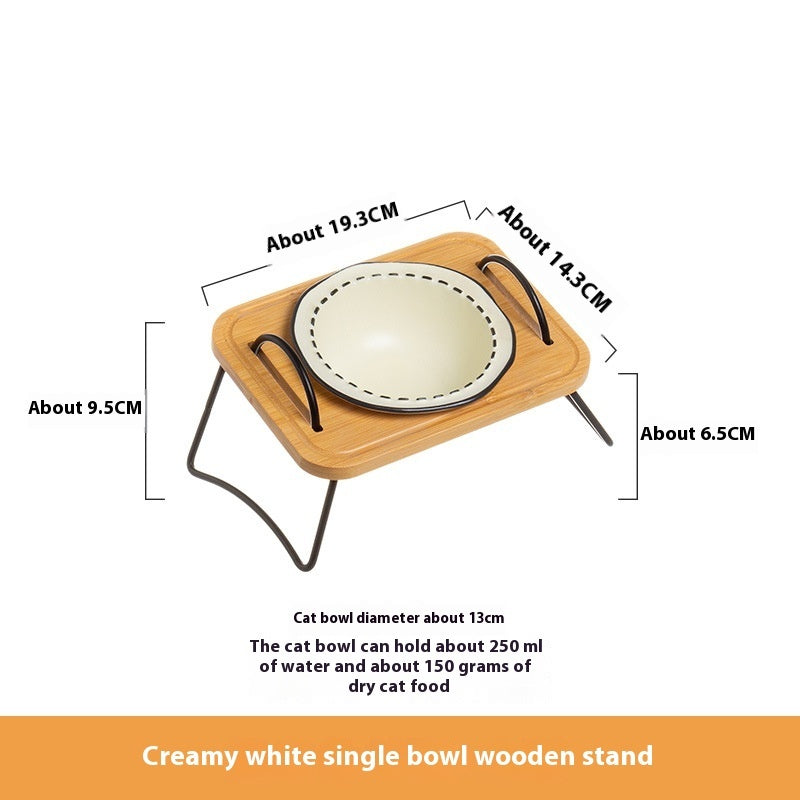 Multi-Functional Wooden Pet Bowl Rack Anti-Tumble Design