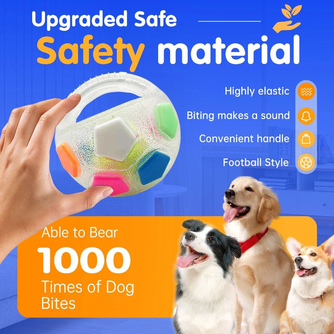 Durable Football-Shaped Pet Chew and Squeak Toy