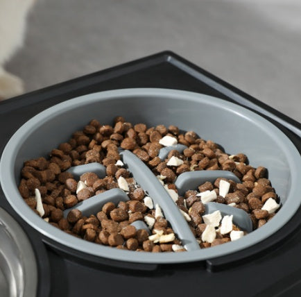 Adjustable Elevated Stainless Steel Pet Slow Feeding Bowl