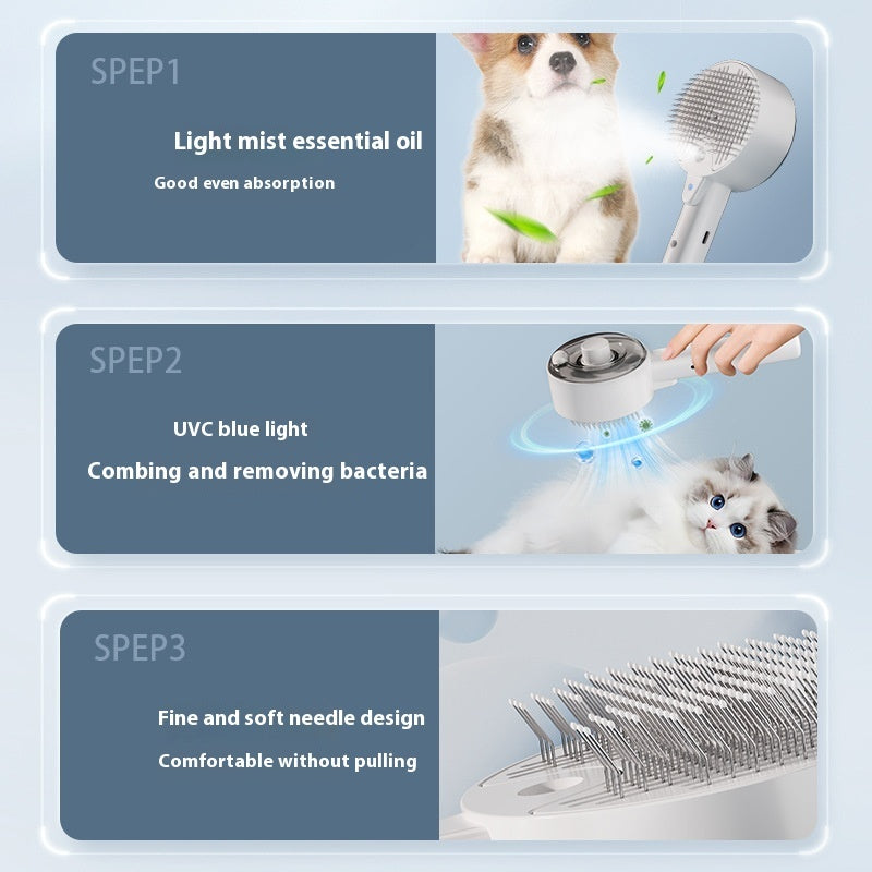 Pet Hair Remover Brush for Grooming and Self-Cleaning