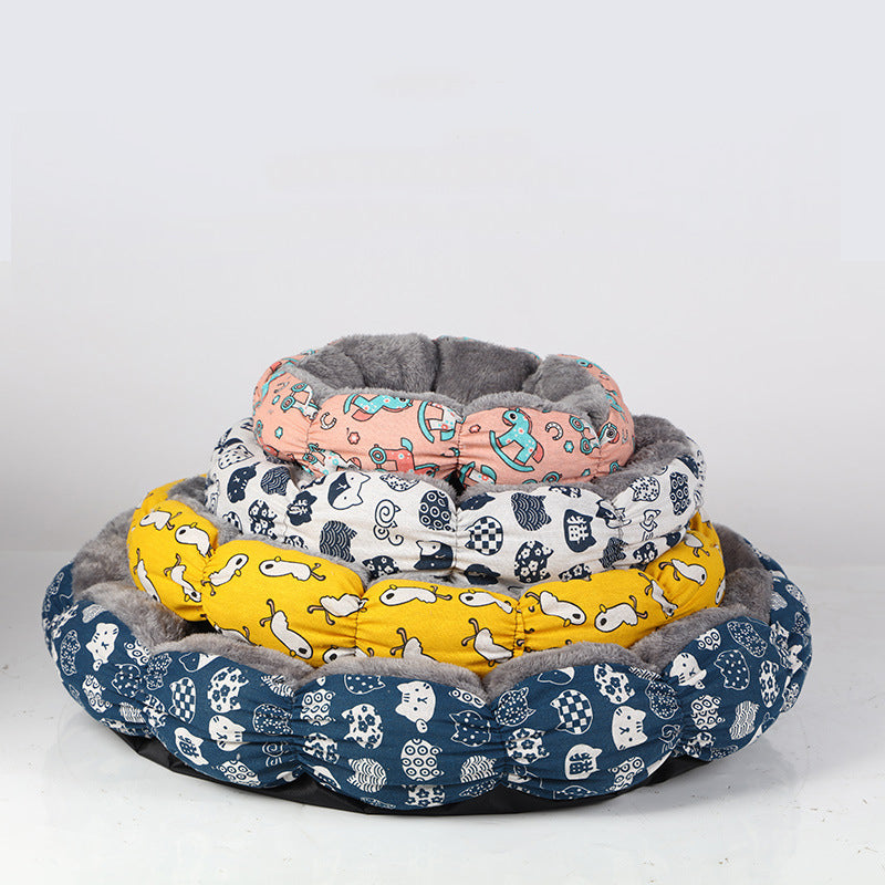 Calming Round Fluffy Pet Donut Bed for All Sizes