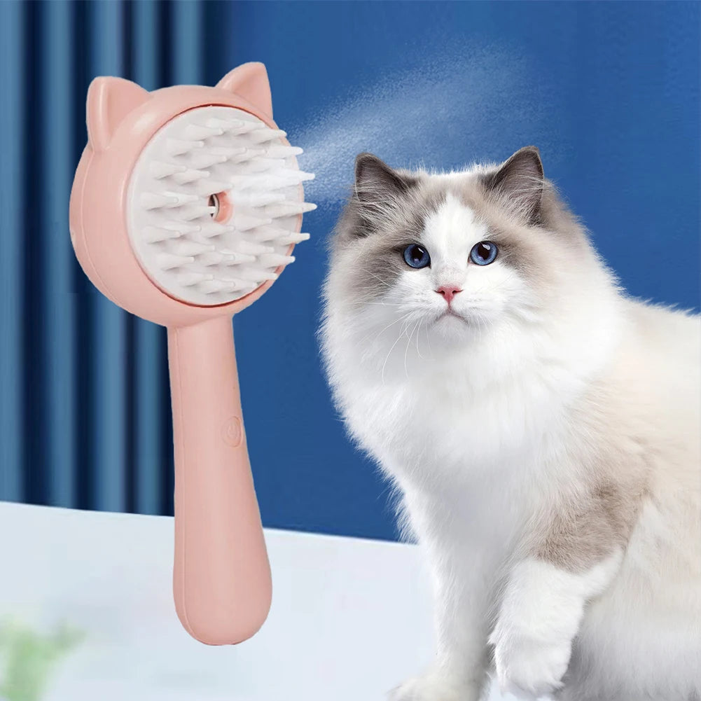 Hair Cleaning Brush with Mist, Self-Cleaning Slicker Grooming Brush for Pets