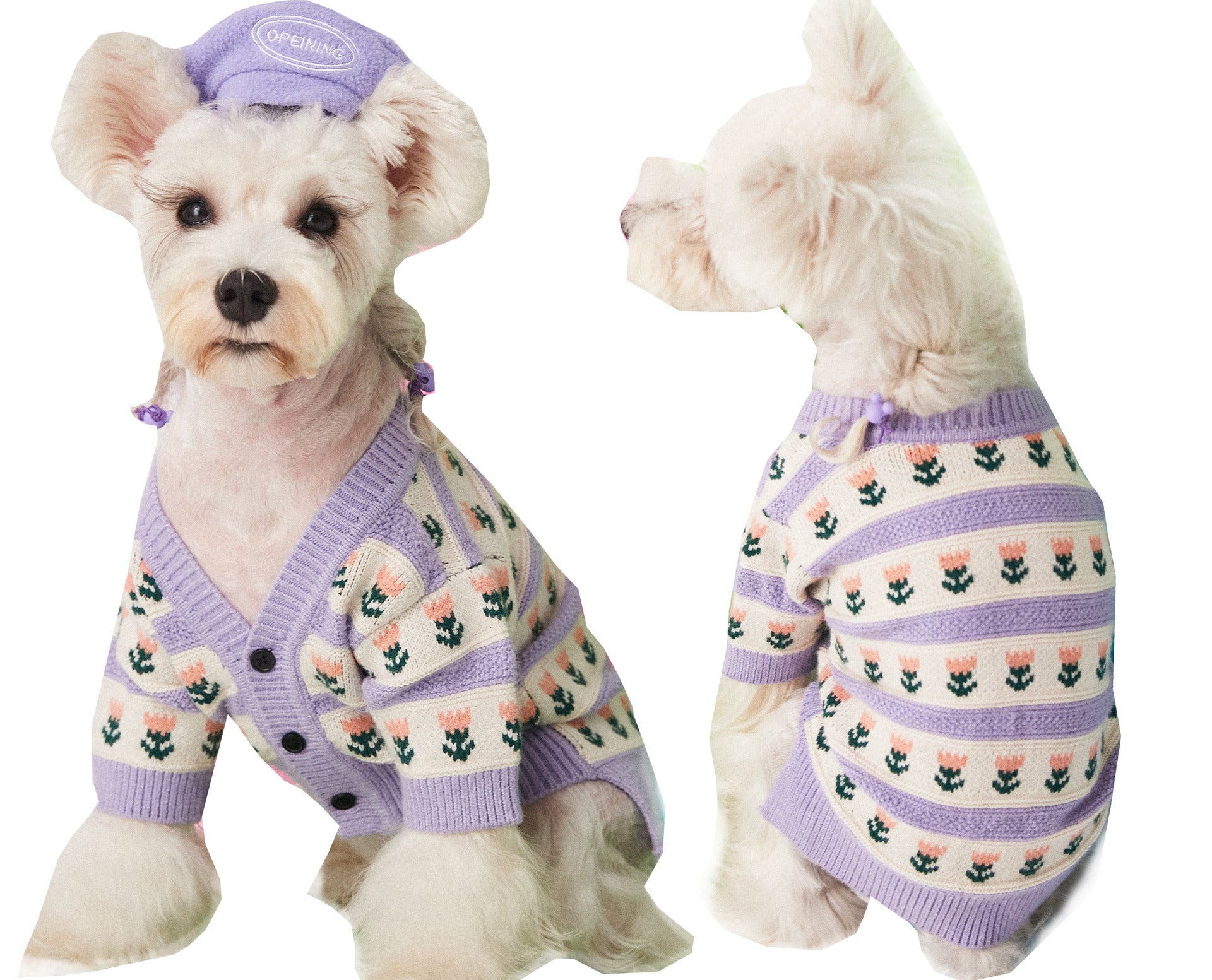 Purple Flower Pet Sweater Cardigan