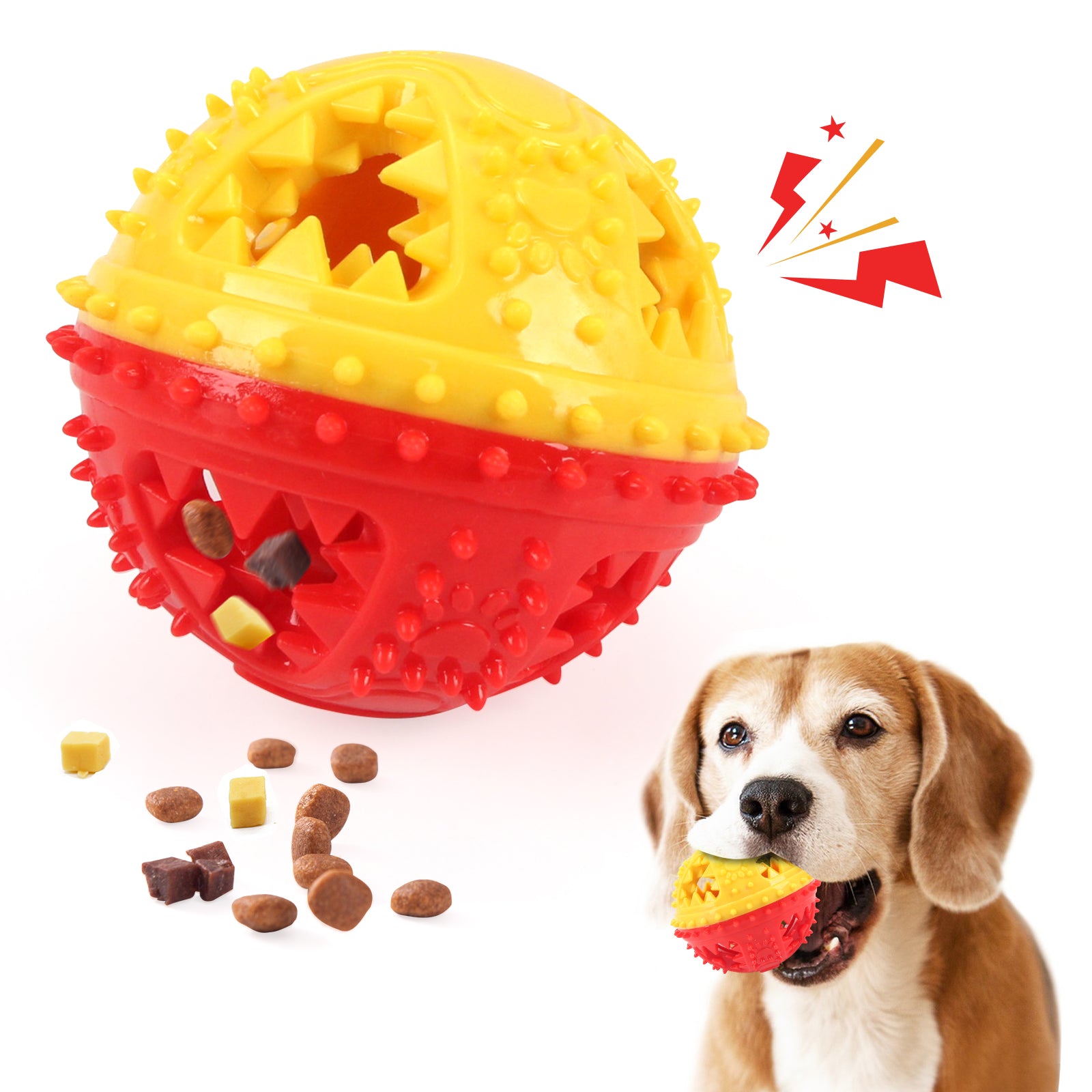 Interactive Chew and Food-Dispensing Pet Toy Ball
