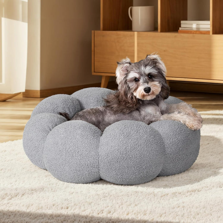 Calming Plush Round Flower-Shaped Pet Bed Non-Slip