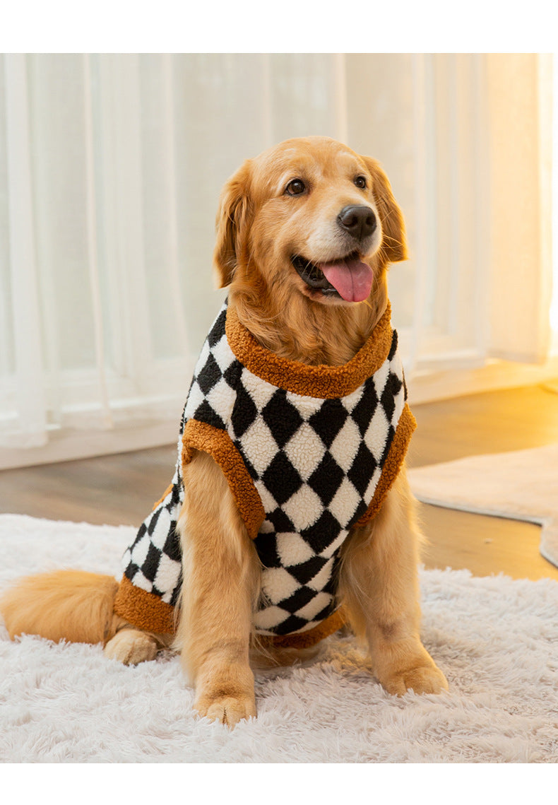 Autumn and Winter Fluffy Jacket Vest for Pets, Cotton-Padded