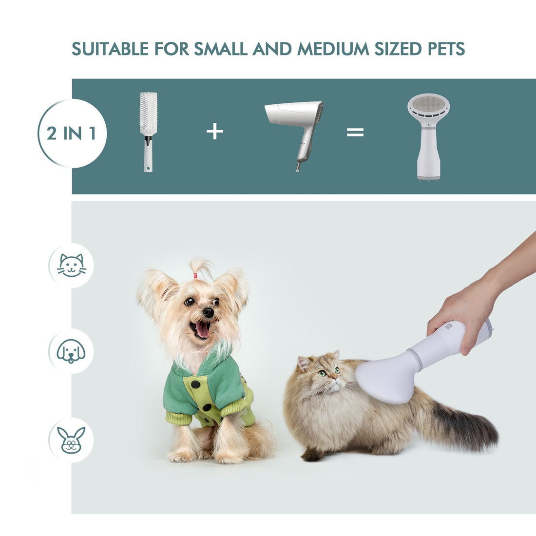 Dadypet Pet Hair Dryer and Grooming Slicker Brush