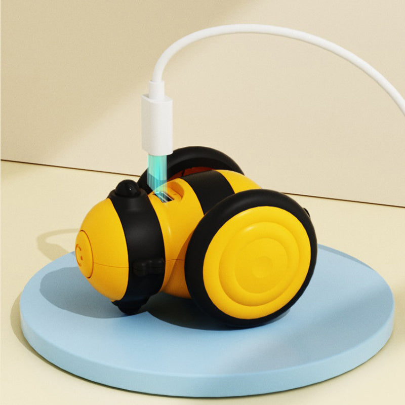 Electric Interactive Pet Toy Bee-Shaped Moving Feather Teaser