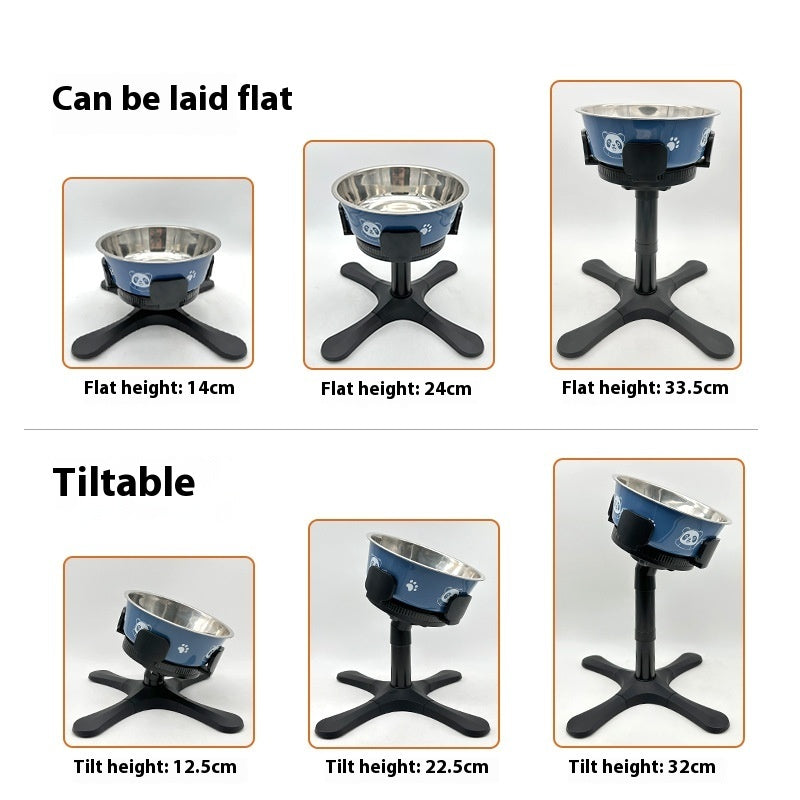 Pet Bowl with Adjustable Height, Anti-Tumble Bracket