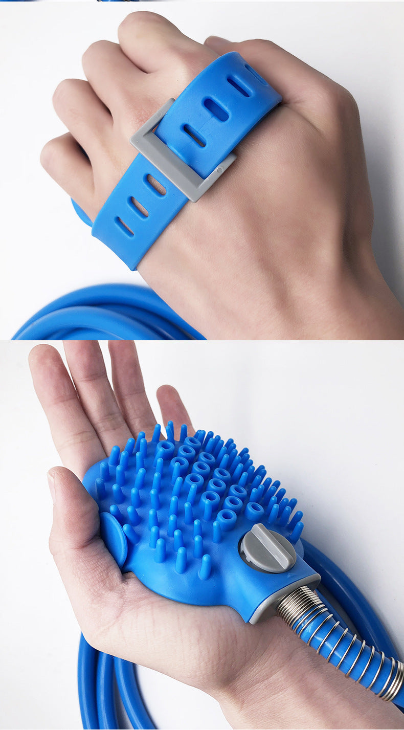 Pet Bathing Gloves with Silicone Nozzle and Hand-held Massage Brush
