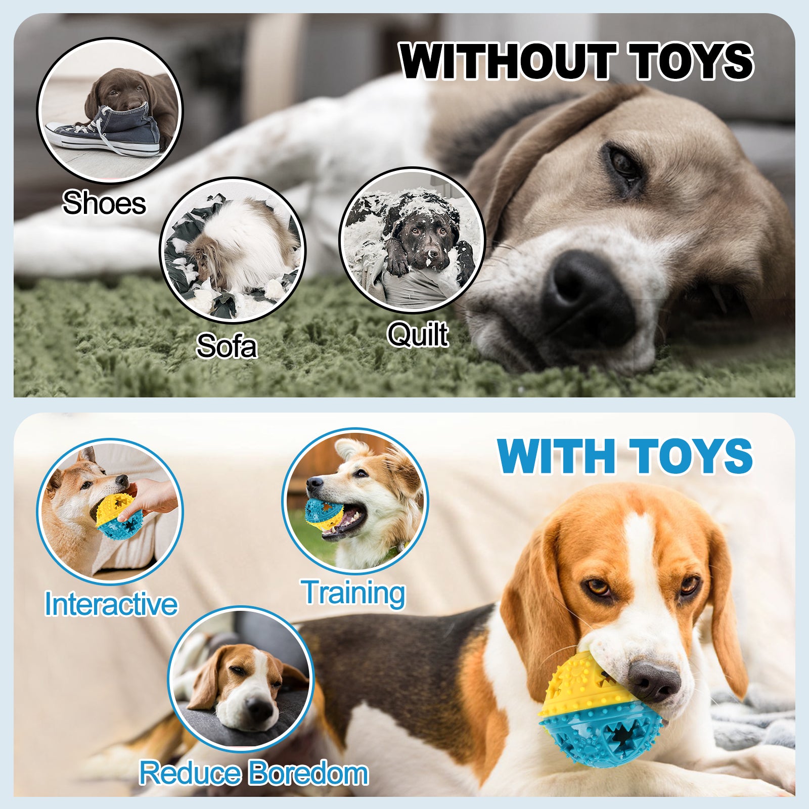 Interactive Chew and Food-Dispensing Pet Toy Ball