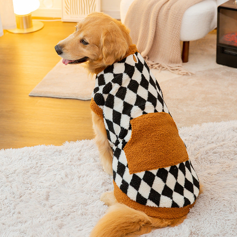 Autumn and Winter Fluffy Jacket Vest for Pets, Cotton-Padded