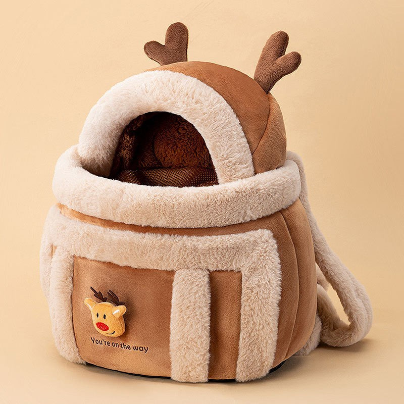 Animal-Shaped Pet Diaper Backpack with Off-Shoulder Design