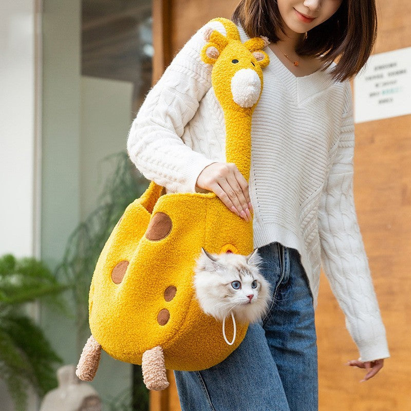 Animal-Shaped Pet Diaper Backpack with Off-Shoulder Design