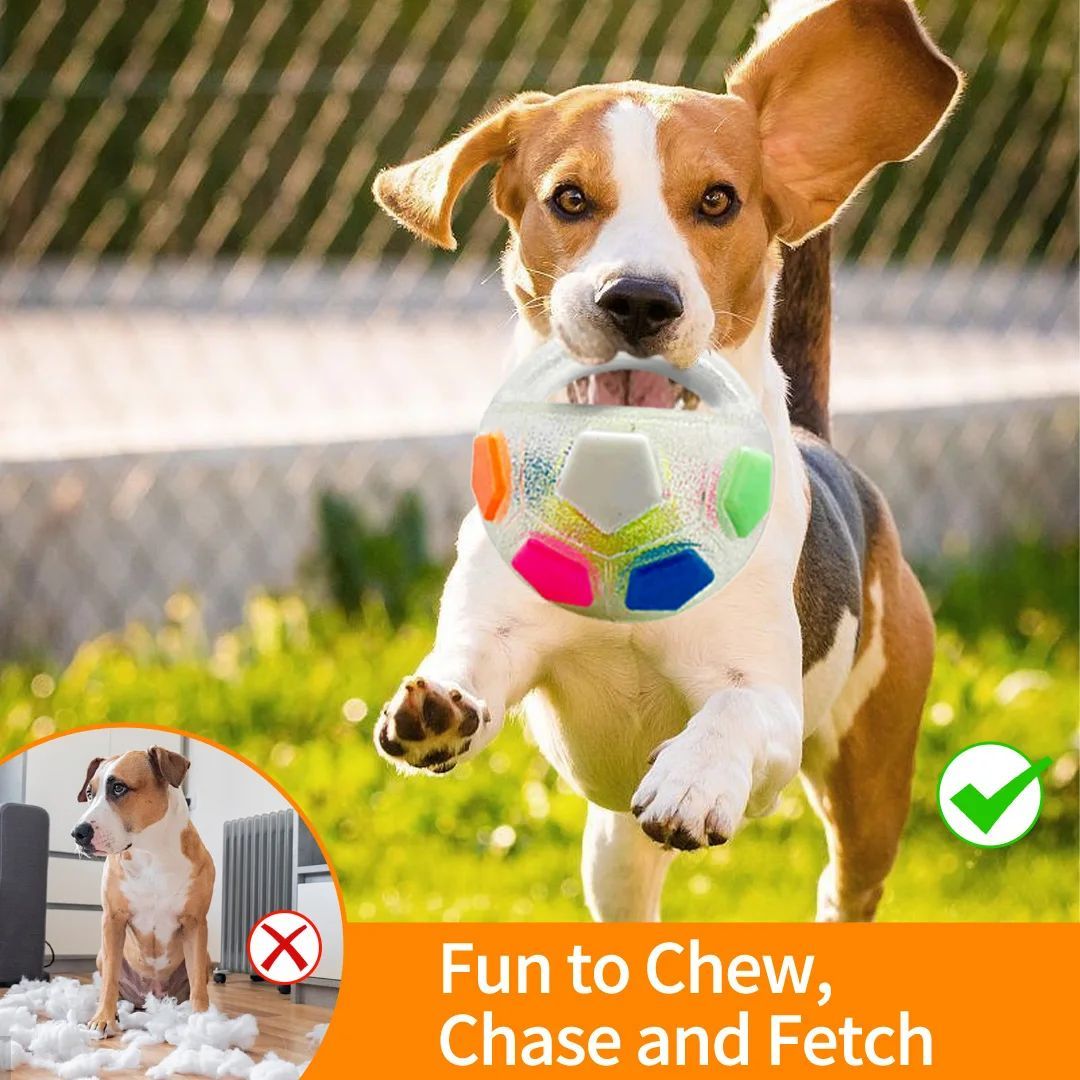 Durable Football-Shaped Pet Chew and Squeak Toy