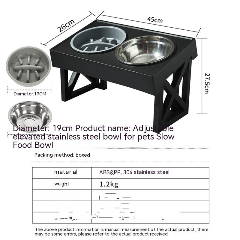 Adjustable Elevated Stainless Steel Pet Slow Feeding Bowl