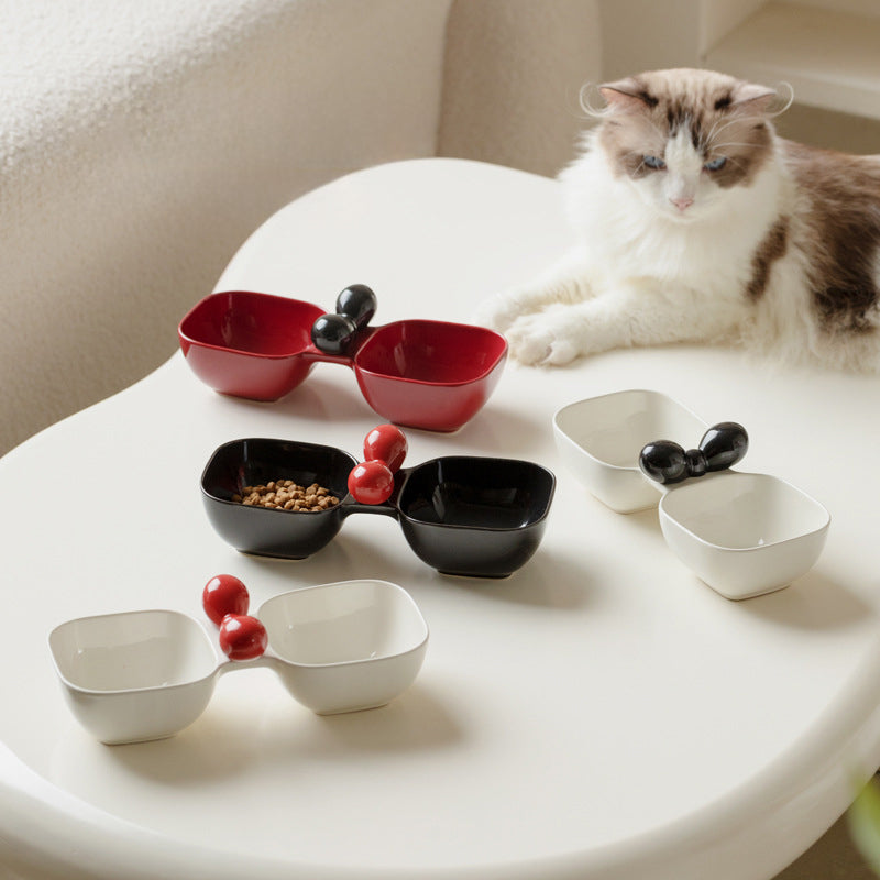 Ceramic Dual Pet Feeding and Drinking Bowl Set