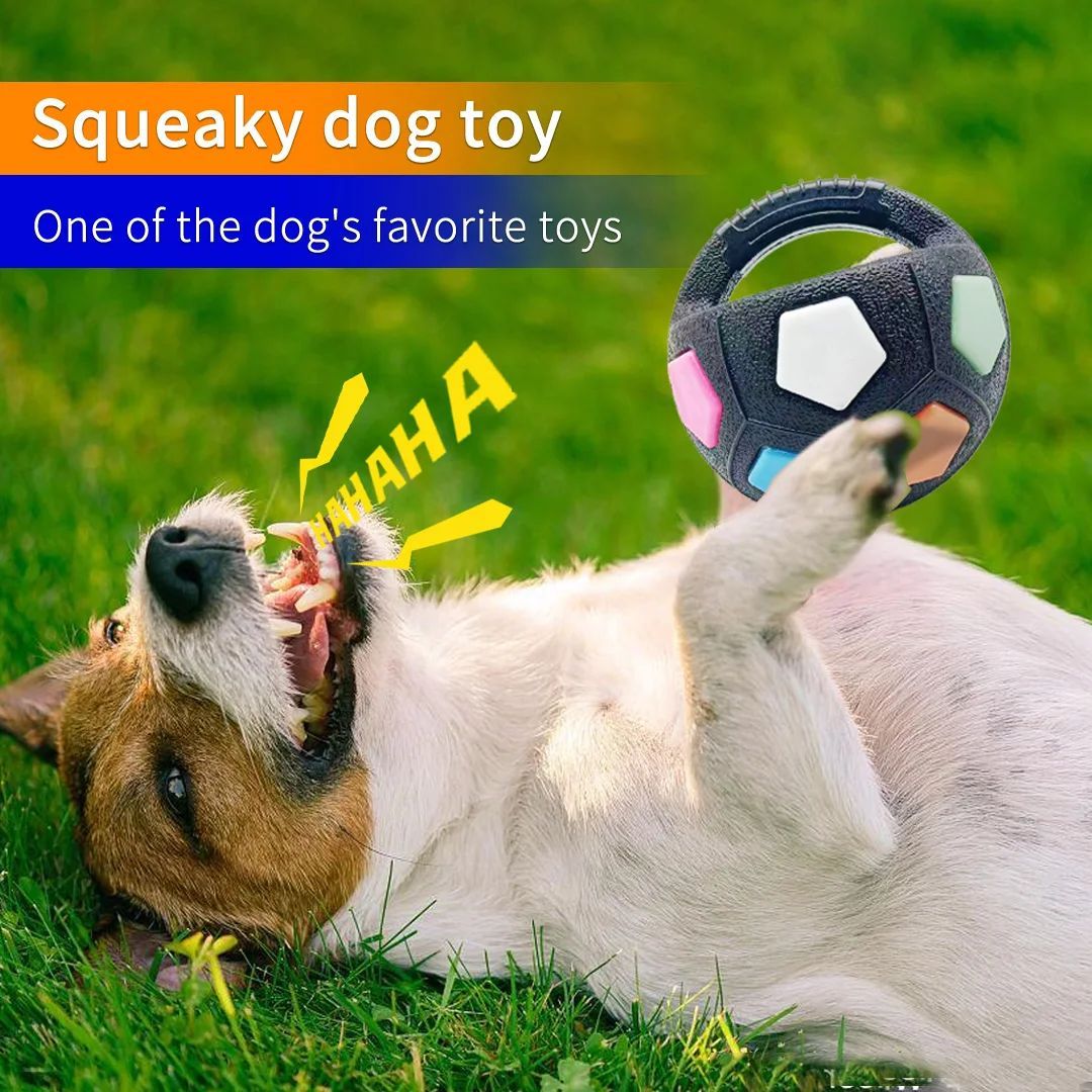 Durable Football-Shaped Pet Chew and Squeak Toy