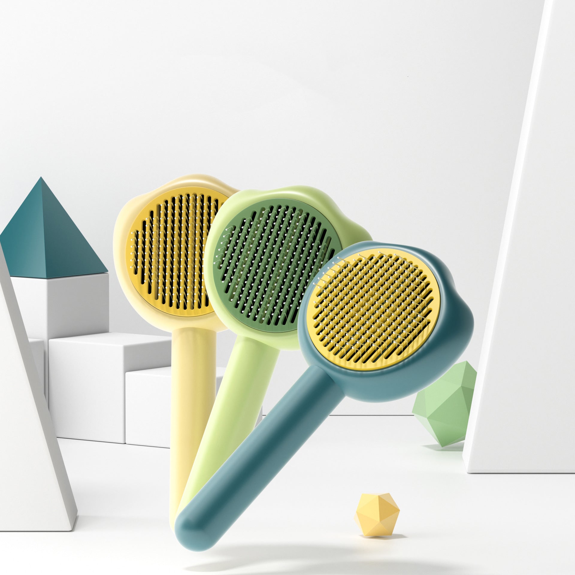 Pet Grooming Comb with Self-Cleaning Needle and Handle